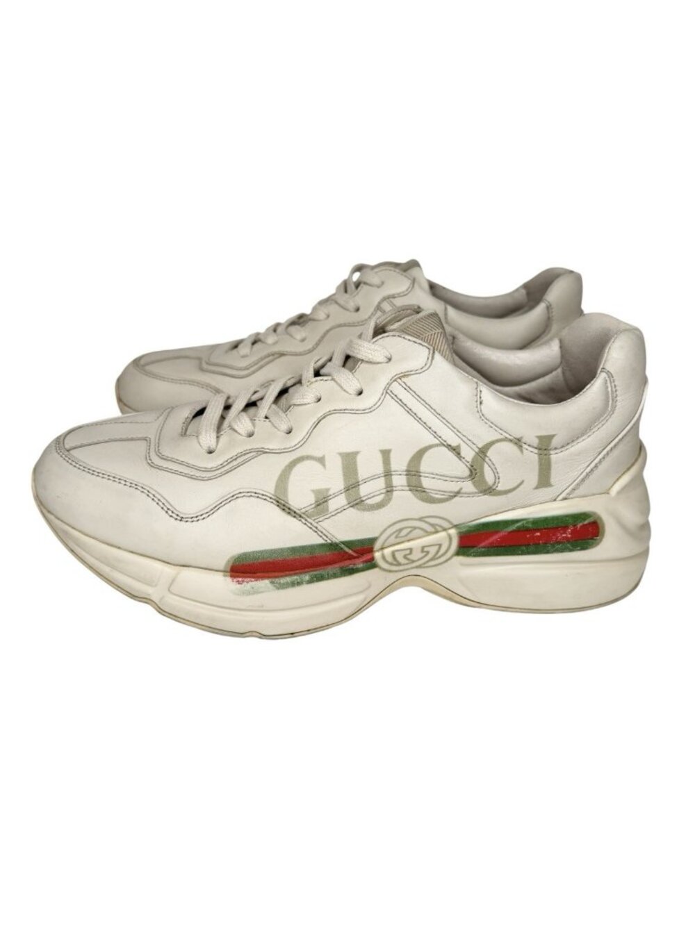 Gucci Rhyton 39.5 Ivory Leather Logo Chunky Sneaker